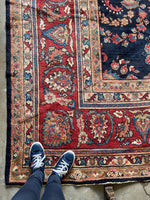 12'5 x 18' Antique Persian Navy Blue Mahal rug #2654 / 12x18 vintage rug - Blue Parakeet Rugs