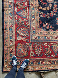 12'5 x 18' Antique Persian Navy Blue Mahal rug #2654 / 12x18 vintage rug - Blue Parakeet Rugs