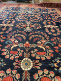 12'5 x 18' Antique Persian Navy Blue Mahal rug #2654 / 12x18 vintage rug - Blue Parakeet Rugs