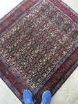 4' x 4'6 Vintage Bijar Rug (#533ML) - Blue Parakeet Rugs