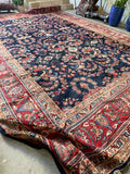 12'5 x 18' Antique Persian Navy Blue Mahal rug #2654 / 12x18 vintage rug - Blue Parakeet Rugs