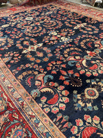 12'5 x 18' Antique Persian Navy Blue Mahal rug #2654 / 12x18 vintage rug - Blue Parakeet Rugs