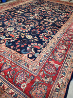 12'5 x 18' Antique Persian Navy Blue Mahal rug #2654 / 12x18 vintage rug - Blue Parakeet Rugs