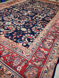 12'5 x 18' Antique Persian Navy Blue Mahal rug #2654 / 12x18 vintage rug - Blue Parakeet Rugs