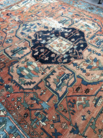 10'6 x 12'6 antique 19th Century Persian Serapi (#875ML) - Blue Parakeet Rugs