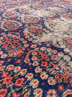 5'2 x 14'1 Worn Antique Persian runner #904 / 5x14 Vintage Runner - Blue Parakeet Rugs