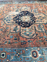 10'6 x 12'6 antique 19th Century Persian Serapi (#875ML) - Blue Parakeet Rugs