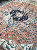 10'6 x 12'6 antique 19th Century Persian Serapi (#875ML) - Blue Parakeet Rugs