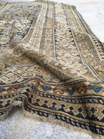 3'11 x 6'4 Antique Caucasian rug / small 4x6 rug - Blue Parakeet Rugs