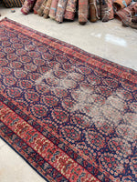 5'2 x 14'1 Worn Antique Persian runner #904 / 5x14 Vintage Runner - Blue Parakeet Rugs