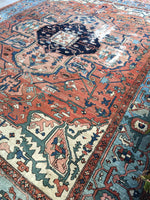 10'6 x 12'6 antique 19th Century Persian Serapi (#875ML) - Blue Parakeet Rugs