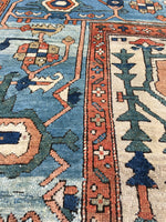 10'6 x 12'6 antique 19th Century Persian Serapi (#875ML) - Blue Parakeet Rugs