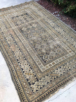 3'11 x 6'4 Antique Caucasian rug / small 4x6 rug - Blue Parakeet Rugs