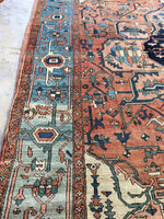 10'6 x 12'6 antique 19th Century Persian Serapi (#875ML) - Blue Parakeet Rugs