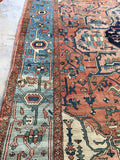 10'6 x 12'6 antique 19th Century Persian Serapi (#875ML) - Blue Parakeet Rugs