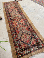 3’3 x 10’8 Antique Camel Hair Persian runner #236 / 3x11 Vintage runner - Blue Parakeet Rugs