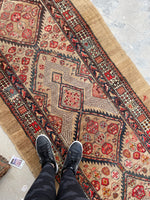 3’3 x 10’8 Antique Camel Hair Persian runner #236 / 3x11 Vintage runner - Blue Parakeet Rugs