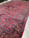10x18 Full Pile Antique Persian Sarouk rug #2463 / Oversized Palatial Persian - Blue Parakeet Rugs