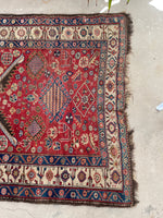 4'5 x 11'2 Antique Qashqai Runner #L104 / 5x11 Vintage Runner - Blue Parakeet Rugs