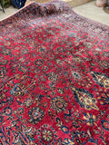 10x18 Full Pile Antique Persian Sarouk rug #2463 / Oversized Palatial Persian - Blue Parakeet Rugs