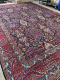 11'8 x 16'5 Antique Persian Yazd rug #2658 / 12x17 vintage rug - Blue Parakeet Rugs