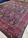 11'8 x 16'5 Antique Persian Yazd rug #2658 / 12x17 vintage rug - Blue Parakeet Rugs