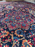 11'8 x 16'5 Antique Persian Yazd rug #2658 / 12x17 vintage rug - Blue Parakeet Rugs