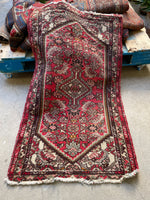 2' x 4'3 Antique Persian Hamadan Mat #2802 - Blue Parakeet Rugs