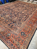 11'9 x 15'1 Antique Persian Mohajeran Sarouk rug #2659 / 12x15 vintage rug - Blue Parakeet Rugs