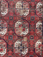 3'4 x 6 Antique Worn Turkoman rug #2574 / 3x6 Vintage rug - Blue Parakeet Rugs