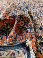 11'9 x 15'1 Antique Persian Mohajeran Sarouk rug #2659 / 12x15 vintage rug - Blue Parakeet Rugs