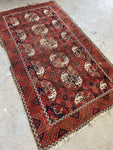 3'4 x 6 Antique Worn Turkoman rug #2574 / 3x6 Vintage rug - Blue Parakeet Rugs