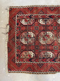 3'4 x 6 Antique Worn Turkoman rug #2574 / 3x6 Vintage rug - Blue Parakeet Rugs