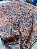 11'9 x 15'1 Antique Persian Mohajeran Sarouk rug #2659 / 12x15 vintage rug - Blue Parakeet Rugs