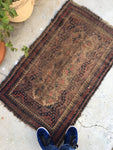 2'4 x 3'11 Antique Baluch Rug / Small Oriental Rug - Blue Parakeet Rugs