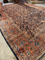 11'9 x 15'1 Antique Persian Mohajeran Sarouk rug #2659 / 12x15 vintage rug - Blue Parakeet Rugs