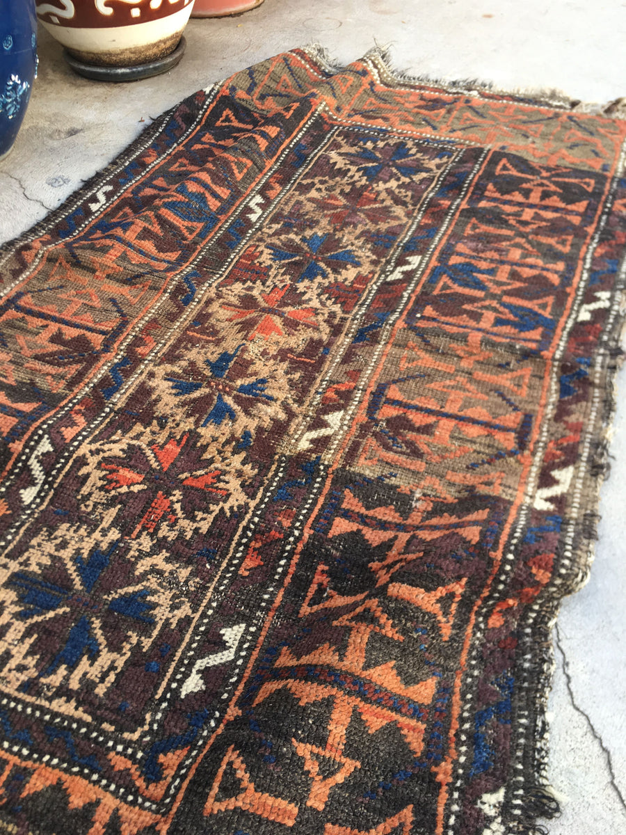 2'6 x 4'5 shabby chic Baluch Rug (#541) – Blue Parakeet Rugs