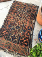 2'6 x 4'5 shabby chic Baluch Rug (#541) - Blue Parakeet Rugs