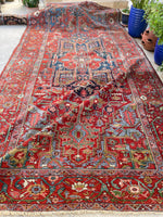 7'10 x 14'10 Antique Persian Heriz Rug #2575 - Blue Parakeet Rugs