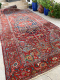 7'10 x 14'10 Antique Persian Heriz Rug #2575 - Blue Parakeet Rugs