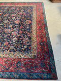 11' x 13'9 Antique Navy Blue Agra rug #2660 / 11x14 vintage rug - Blue Parakeet Rugs