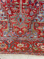 7'10 x 14'10 Antique Persian Heriz Rug #2575 - Blue Parakeet Rugs