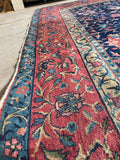 11' x 13'9 Antique Navy Blue Agra rug #2660 / 11x14 vintage rug - Blue Parakeet Rugs