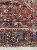 6'10 x 9'2 Worn Antique Persian Rug #2805 - Blue Parakeet Rugs