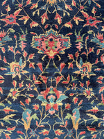 11' x 13'9 Antique Navy Blue Agra rug #2660 / 11x14 vintage rug - Blue Parakeet Rugs