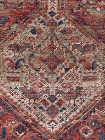 6'10 x 9'2 Worn Antique Persian Rug #2805 - Blue Parakeet Rugs