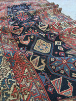 3'10 x 8'9 tribal antique Kurdish Rug - Blue Parakeet Rugs