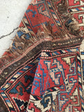 3'10 x 8'9 tribal antique Kurdish Rug - Blue Parakeet Rugs