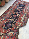 3'10 x 8'9 tribal antique Kurdish Rug - Blue Parakeet Rugs