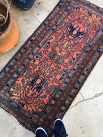 2'5 x 4'10 Antique Persian Malayer Rug - Blue Parakeet Rugs
